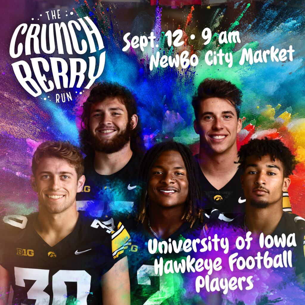 Featuring Iowa Hawkeye Football Players as Color Cap'ns at The Crunch Berry Run